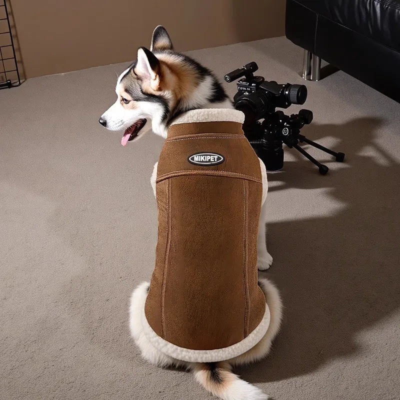 Dog Clothing Winter Warm Suede Thickened Padded Coat Large Dogs Vest Large Size Fashion Style Design Pet Products Supplies
