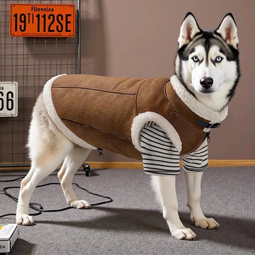 Dog Clothing Winter Warm Suede Thickened Padded Coat Large Dogs Vest Large Size Fashion Style Design Pet Products Supplies
